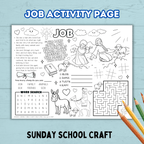 Bible Job Story Activity Page, Sunday School Craft, Christian Activity, Bible Lesson for Kids, Faith Lesson