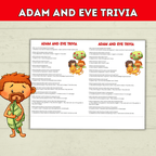 Adam and Eve Trivia Printable for Kids, Garden of Eden, Bible Characters, Sunday School Lesson