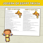Prince Joseph and the Coat of Many Colors in Egypt Bible Story Trivia, Genesis Bible Lesson, Old Testament Activity, Homeschool, Church