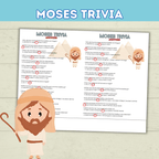 Moses Trivia Bible Game for Kids, Sunday School Old Testament Activity, Bible Lesson for Kids, Homeschool, Church Printable