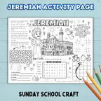 Bible Jeremiah Story Activity Page, Sunday School Craft, Christian Activity, Bible Lesson for Kids, Faith Lesson