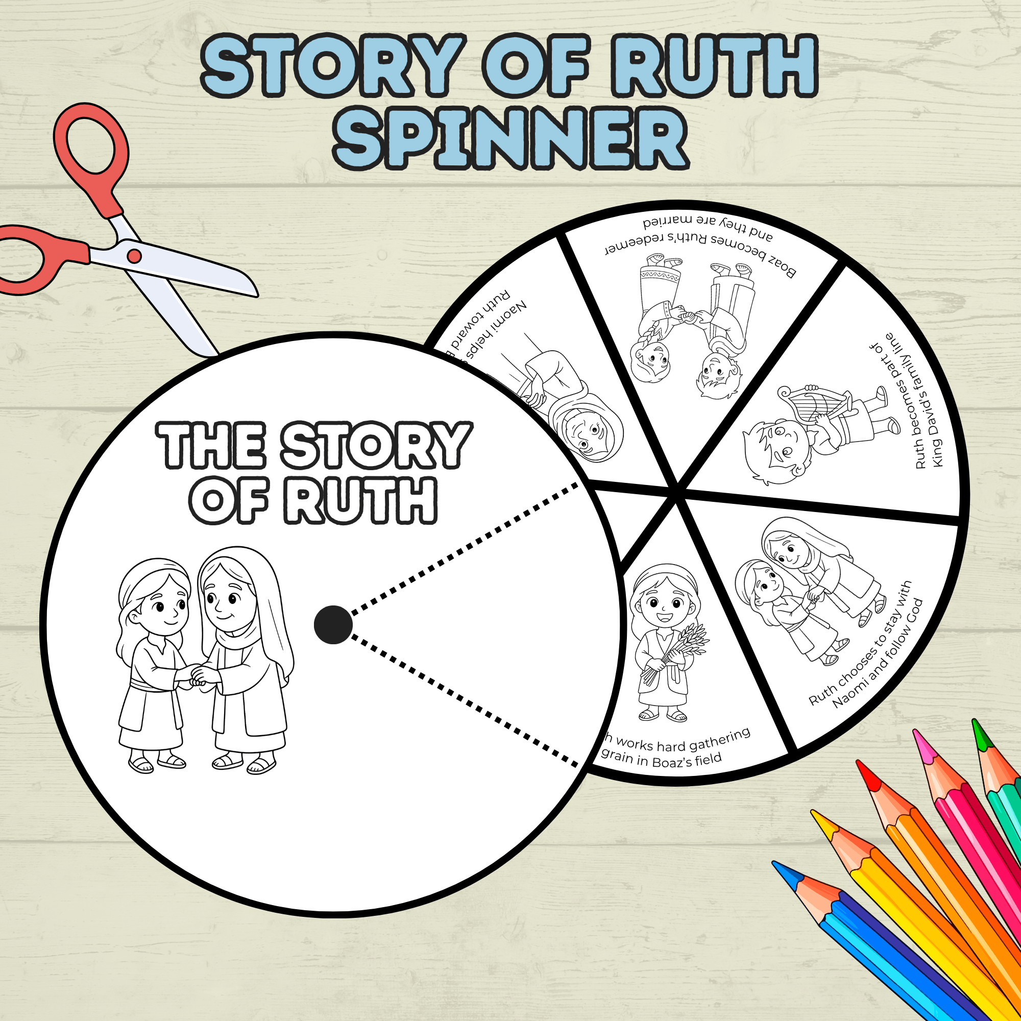 Ruth Bible Craft, Ruth Story Spinner Craft, Sunday School Craft, VBS, Bible