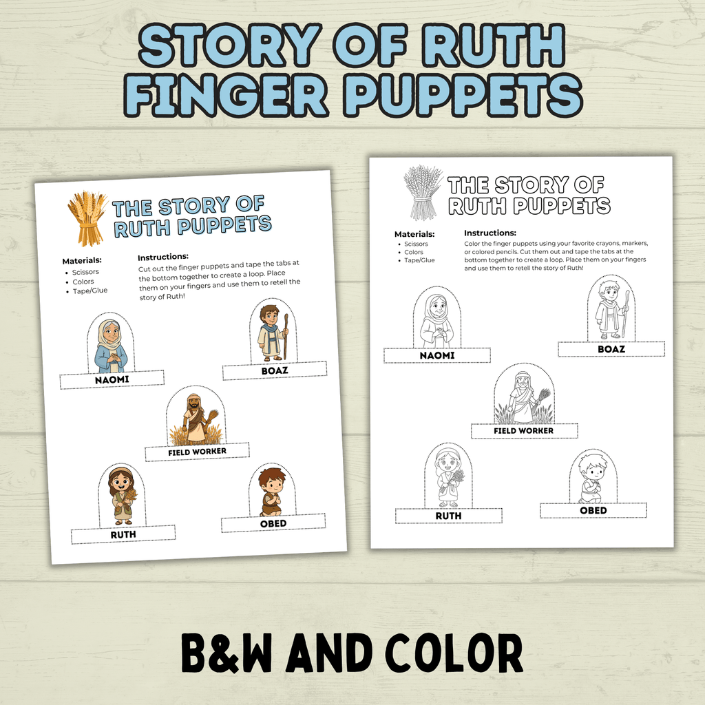 Ruth Craft, Bible Story Craft, Finger Puppets Bible Lesson, Sunday School Craft