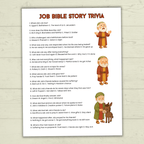Job Trivia, Job Bible Story Trivia, Kids Trivia, Sunday School Activity, Bible Christian Game