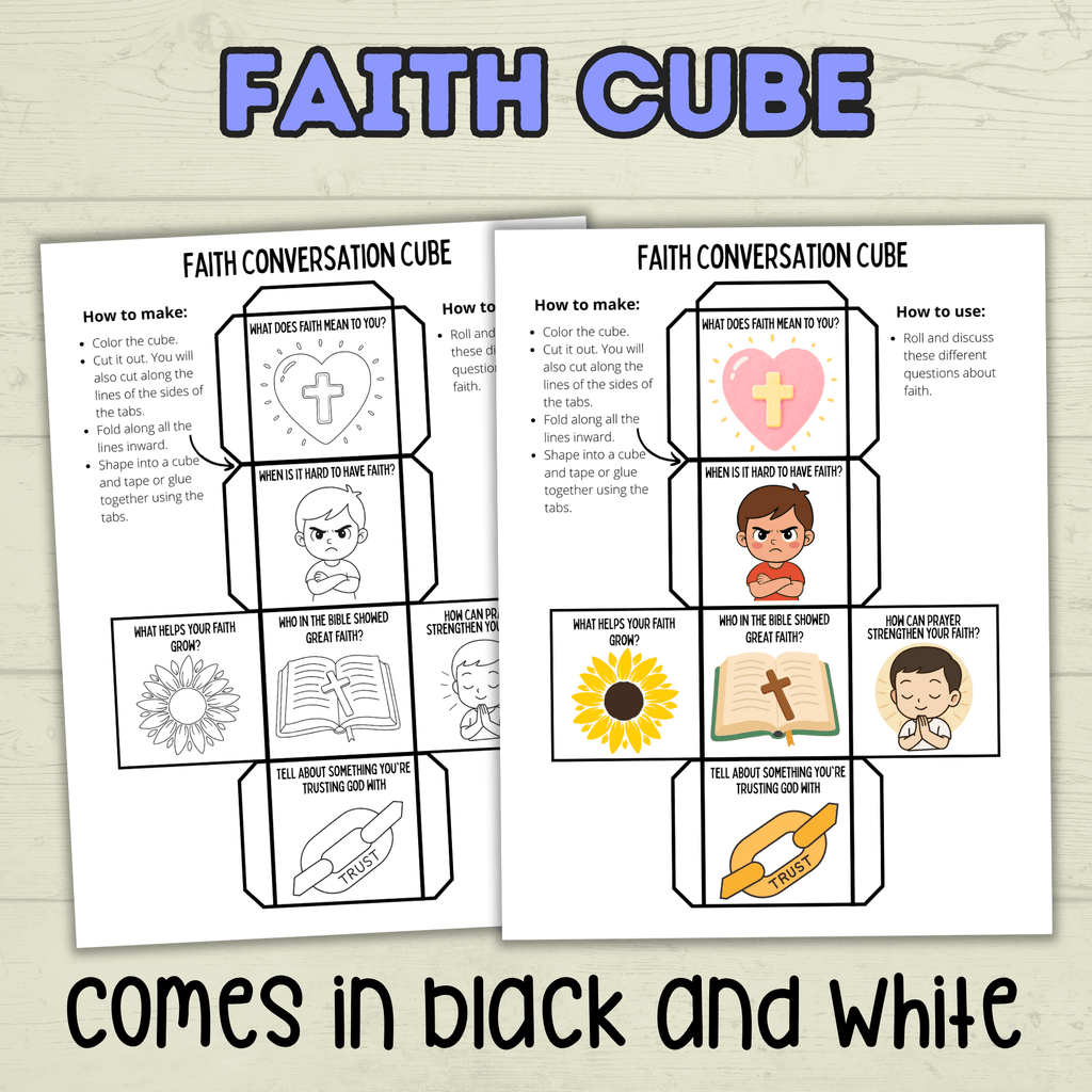 Faith Cube Craft, Bible Lesson Craft, Sunday School Craft, Christian Activity, Homeschool, Bible Heroes