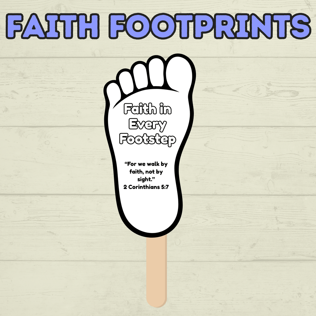 Faith Craft for Kids, Footprint Craft, Fan Craft, Bible Craft, Christian Craft, Kids Activity, Sunday School Craft, Walk by Faith
