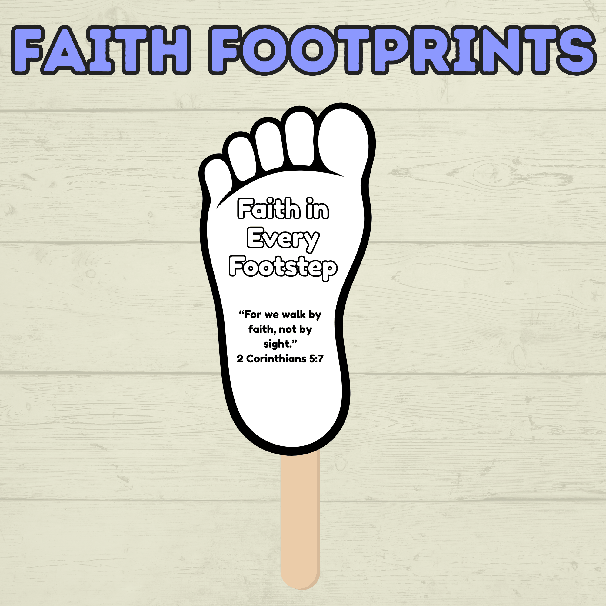 Faith Craft for Kids, Footprint Craft, Fan Craft, Bible Craft, Christian Craft, Kids Activity, Sunday School Craft, Walk by Faith