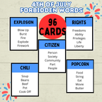 4th of July Forbidden Words Games for Adults and Kids, 4th of July Activity, Patriotic Games, Summer BBQ family games, Independence Day,