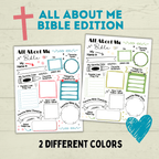 All About Me Bible Christian Worksheet for Kids, Sunday School Activity