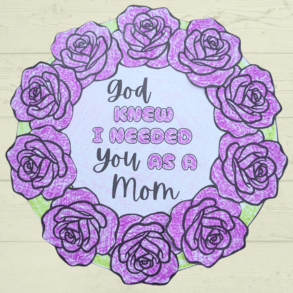 Mother's Day Wreath Craft, Paper Wreath, DIY Cut and Paste Wreath, Mother's Day Card, Sunday School Craft, Christian Activity, Homeschool