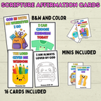 Back to School Affirmation Scripture Cards, Scripture Verse Cards, Christian Affirmations, Kids Prayer Cards