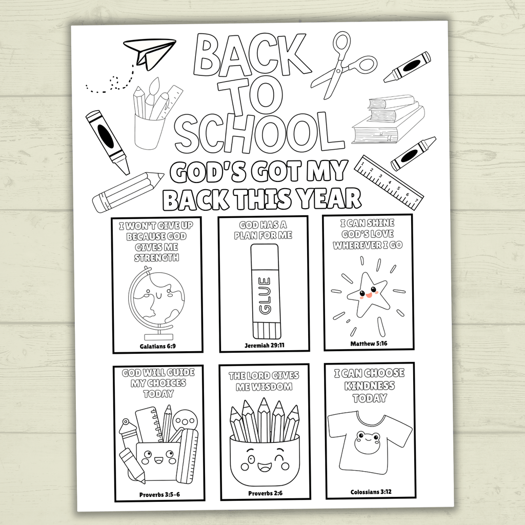 Back to School Coloring Page, Back to School Affirmations, Sunday School, Homeschool, Christian Coloring Pages, Children's Ministry