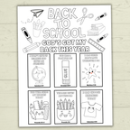Back to School Coloring Page, Back to School Affirmations, Sunday School, Homeschool, Christian Coloring Pages, Children's Ministry