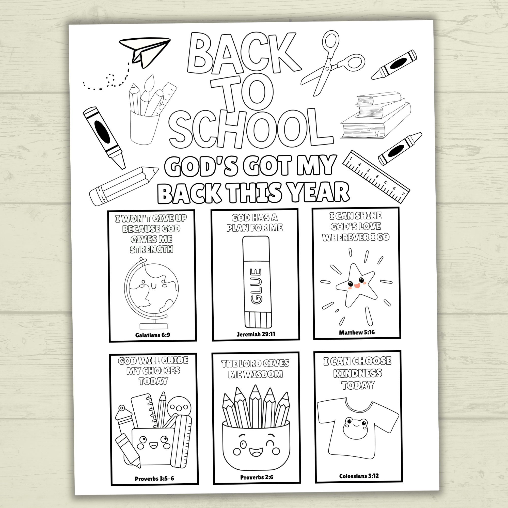 Back to School Coloring Page, Back to School Affirmations, Sunday School, Homeschool, Christian Coloring Pages, Children's Ministry