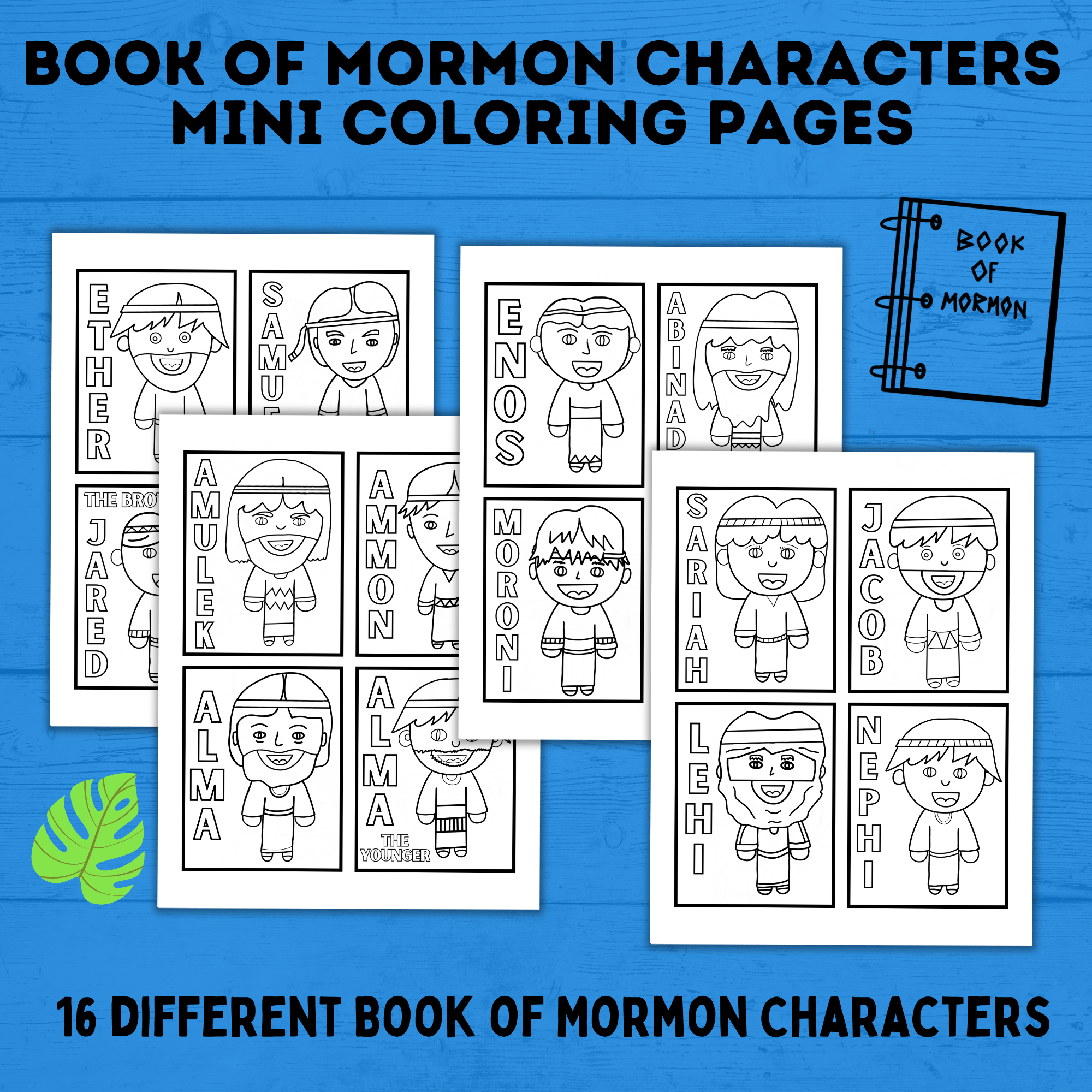 Book of Mormon Characters Mini Coloring Book | Nephi | Book of Mormon Coloring Pages | Primary Activities | Primary Coloring Pages | Kids