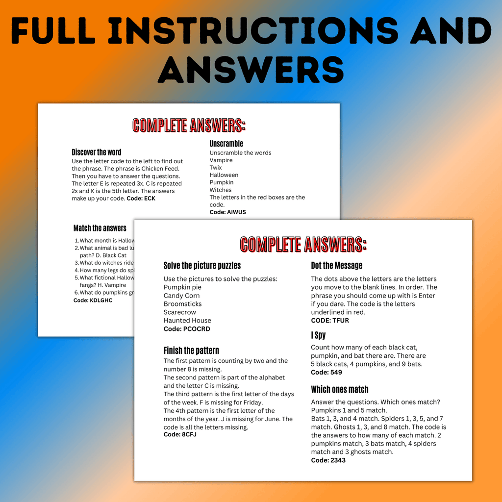 Halloween Escape Room for Kids for Young Kids Ages 5-10