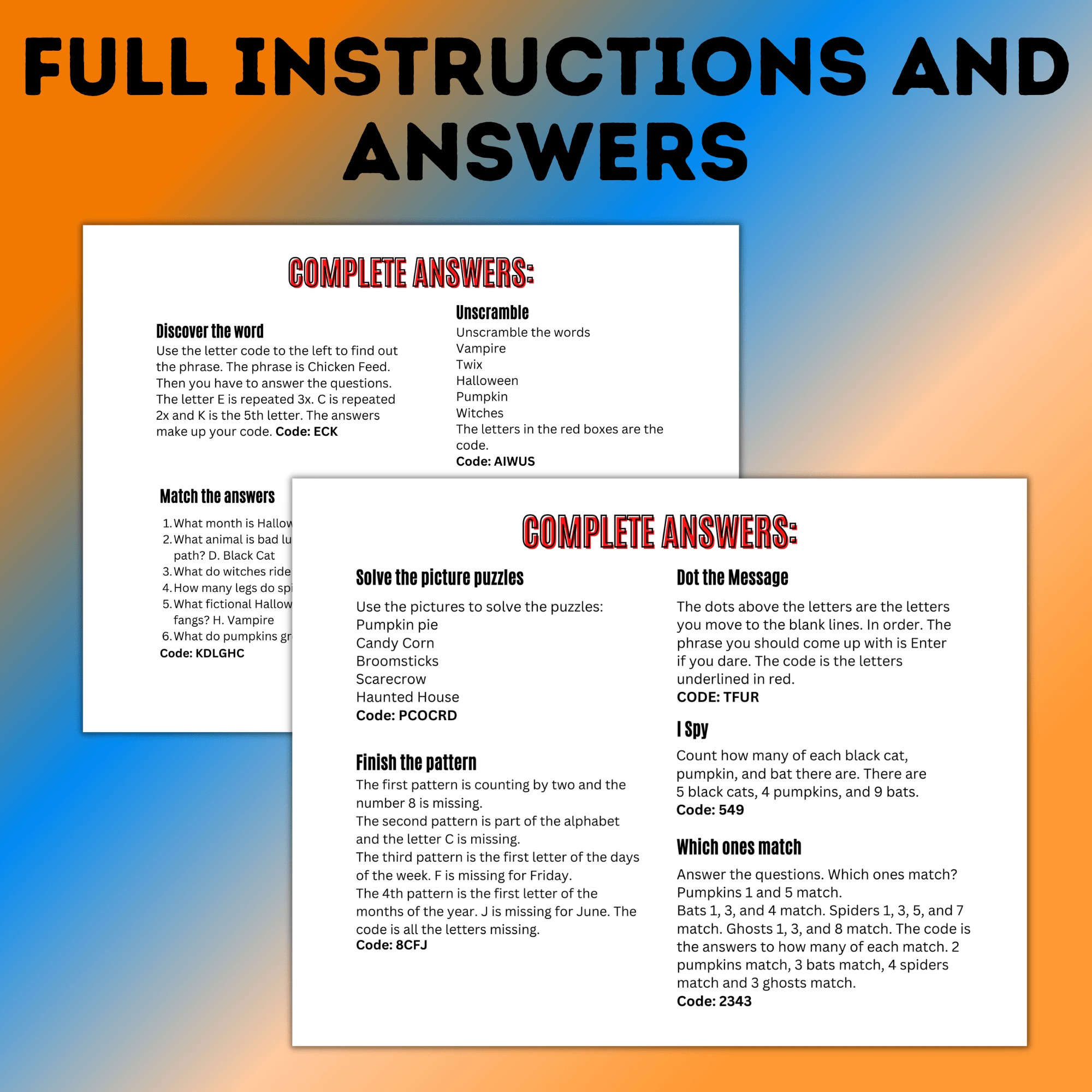 Halloween Escape Room for Kids for Young Kids Ages 5-10