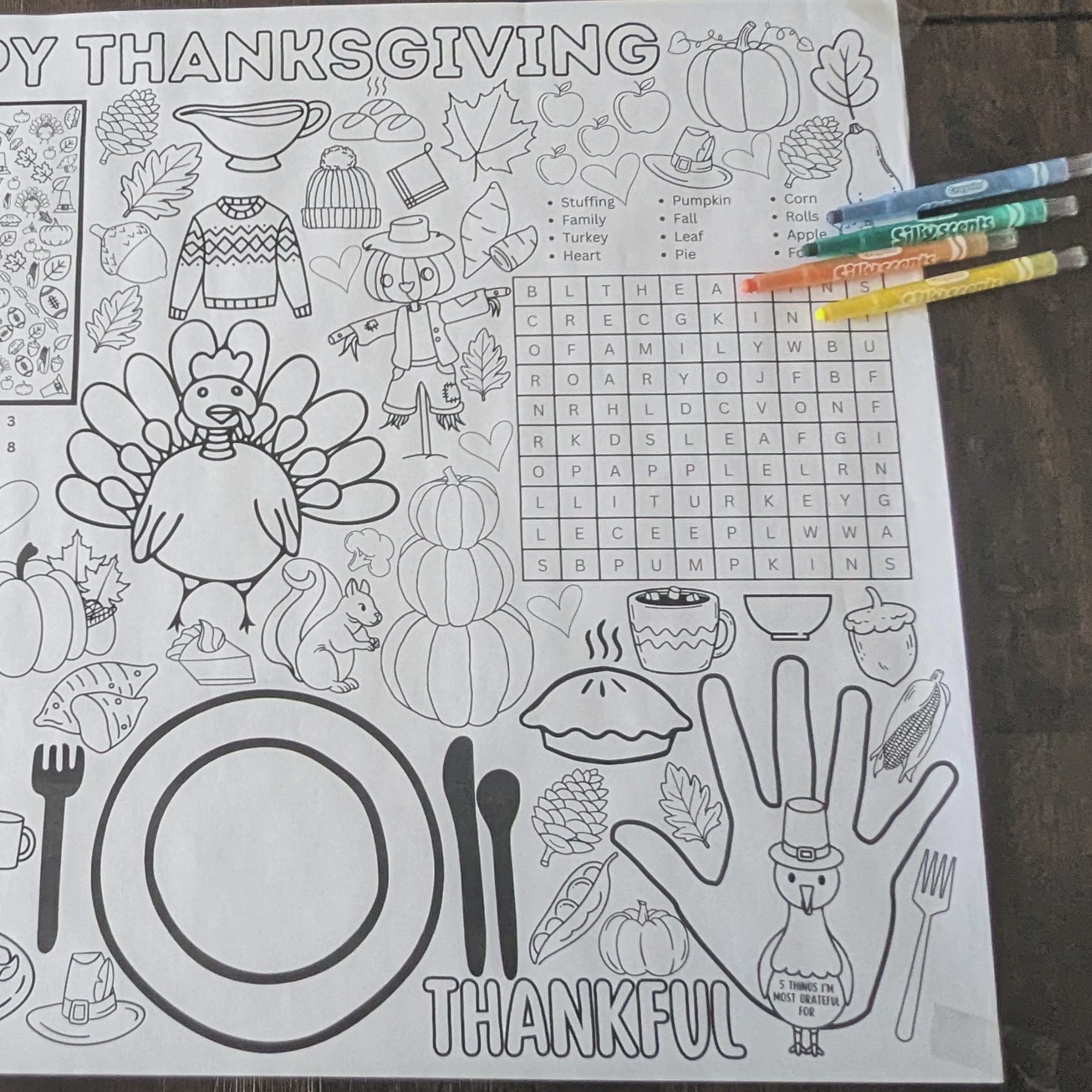 Thanksgiving Activity Page Poster | Thanksgiving Activity for Kids | Thanksgiving Posters | Thanksgiving Tablecloth | Thanksgiving Placemat