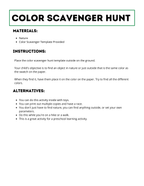 Color Scavenger Hunt for Kids