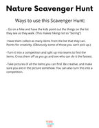 Nature Scavenger Hunt for (older-ish) Kids