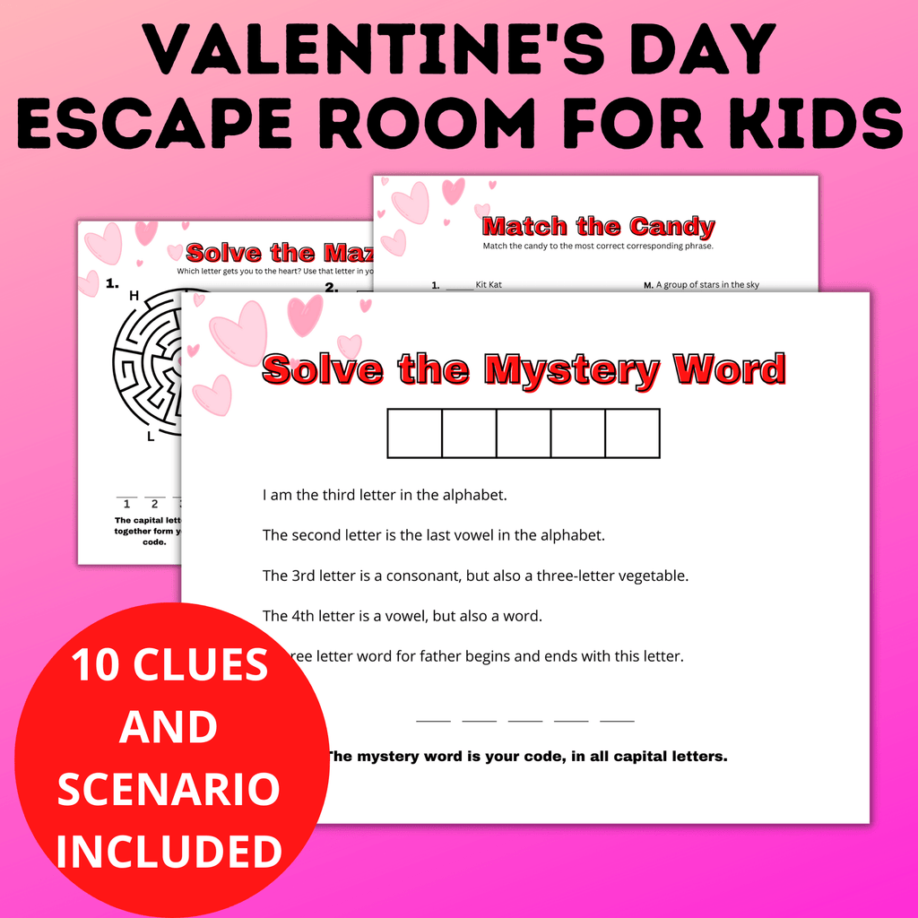 Valentine's Day Escape Room for Kids | Kids Games | Classroom Games | Party Games | Digital Escape Room | Classroom Party | Family Games