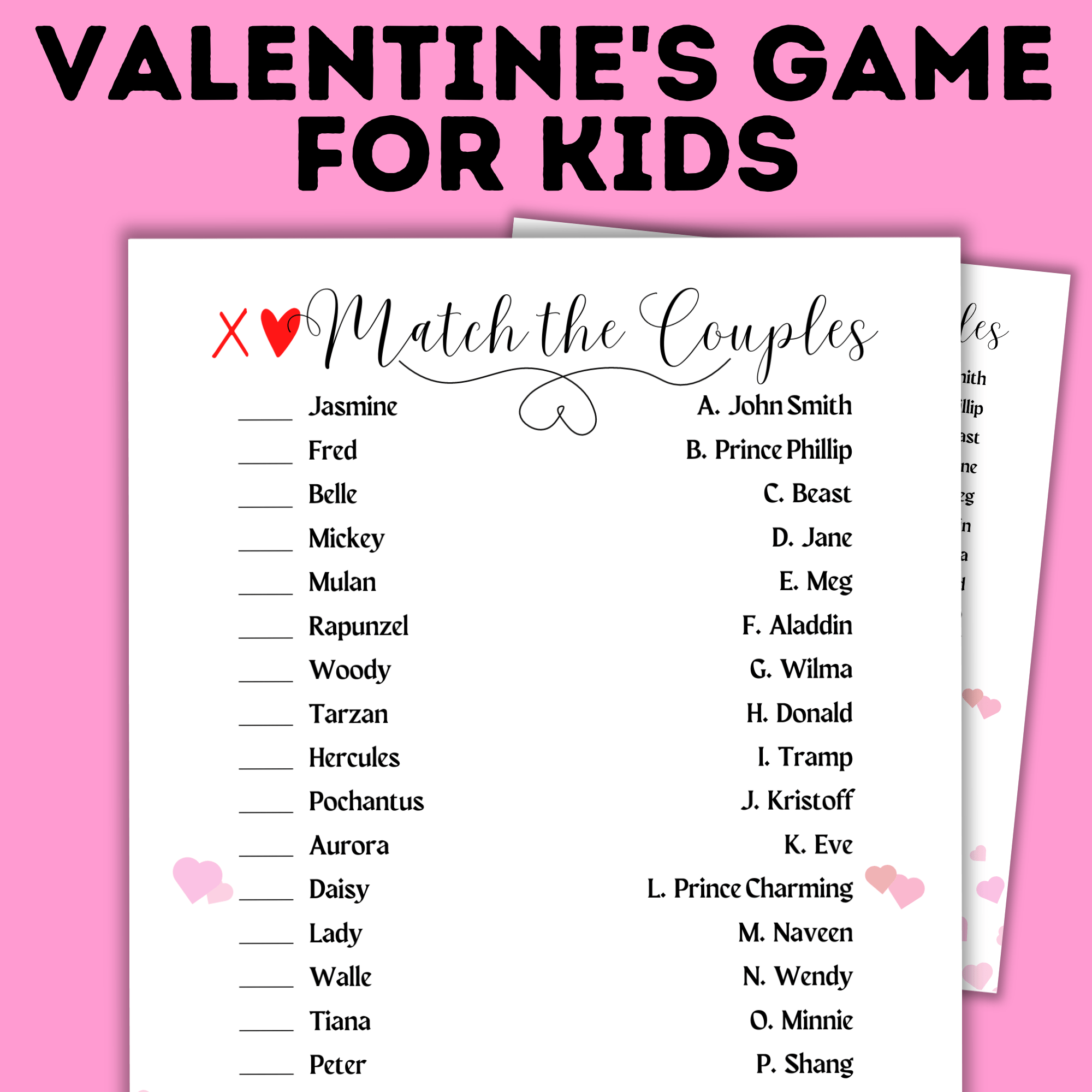 Match the Cartoon Couples for Valentine's Day | Valentine's Day Game for Kids | Kids Games