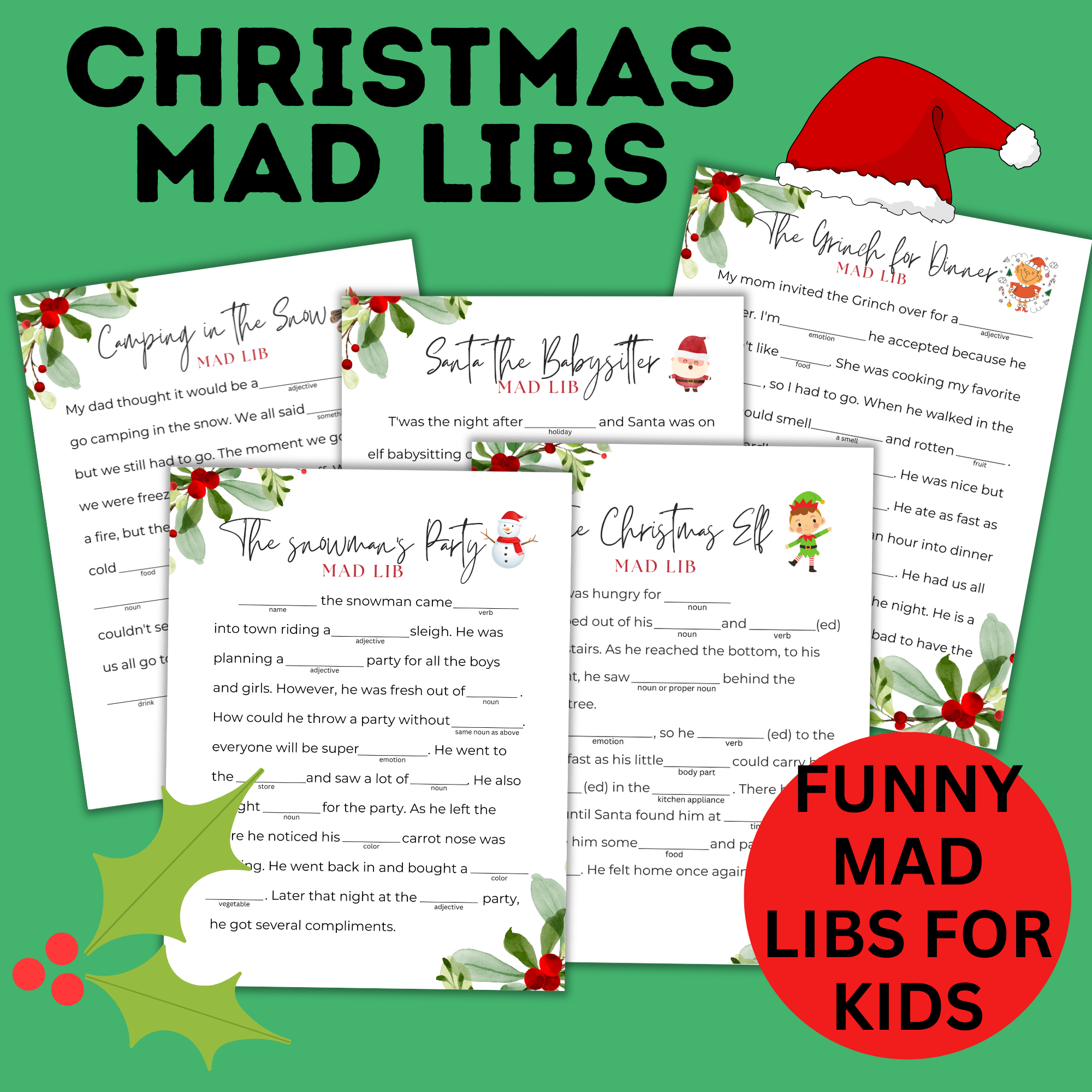 Christmas Mad Libs for Kids | Kids Printables | Christmas Game | Christmas Activity