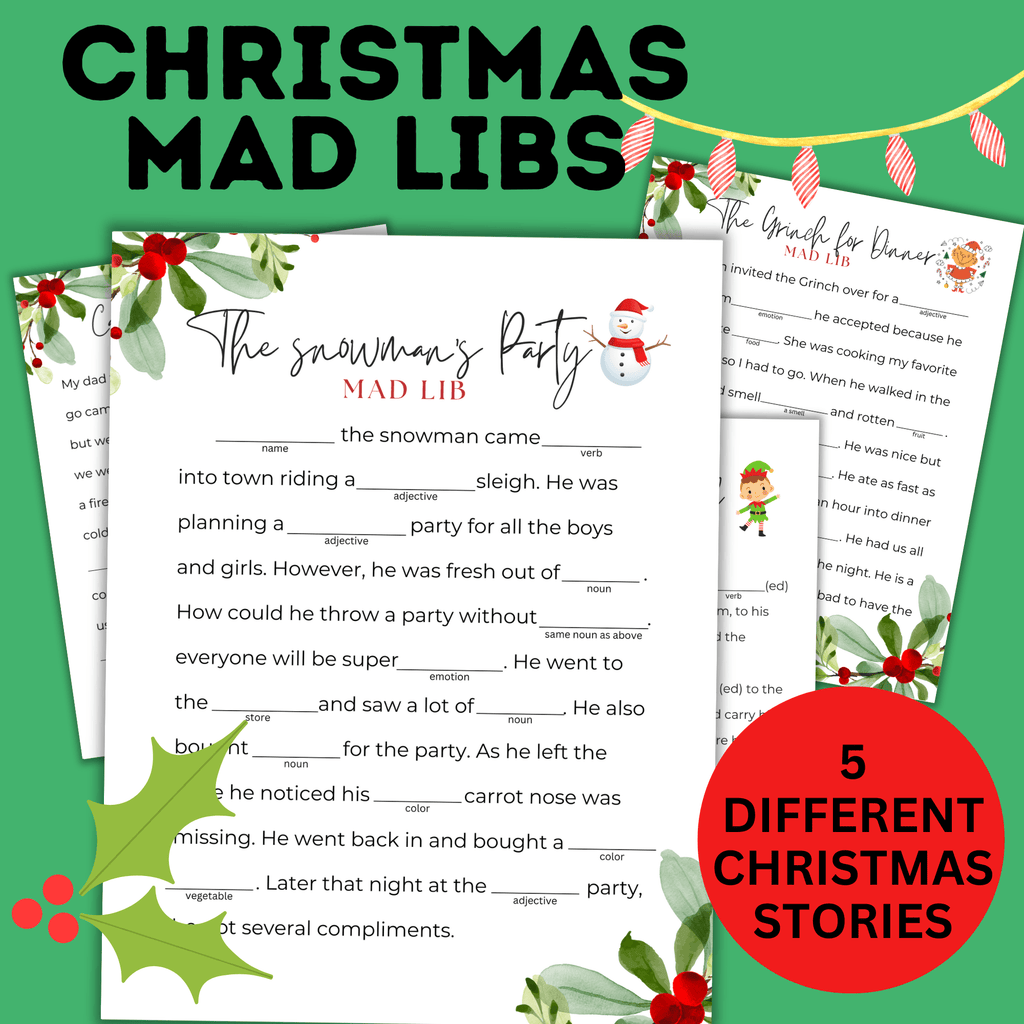 Christmas Mad Libs for Kids | Kids Printables | Christmas Game | Christmas Activity