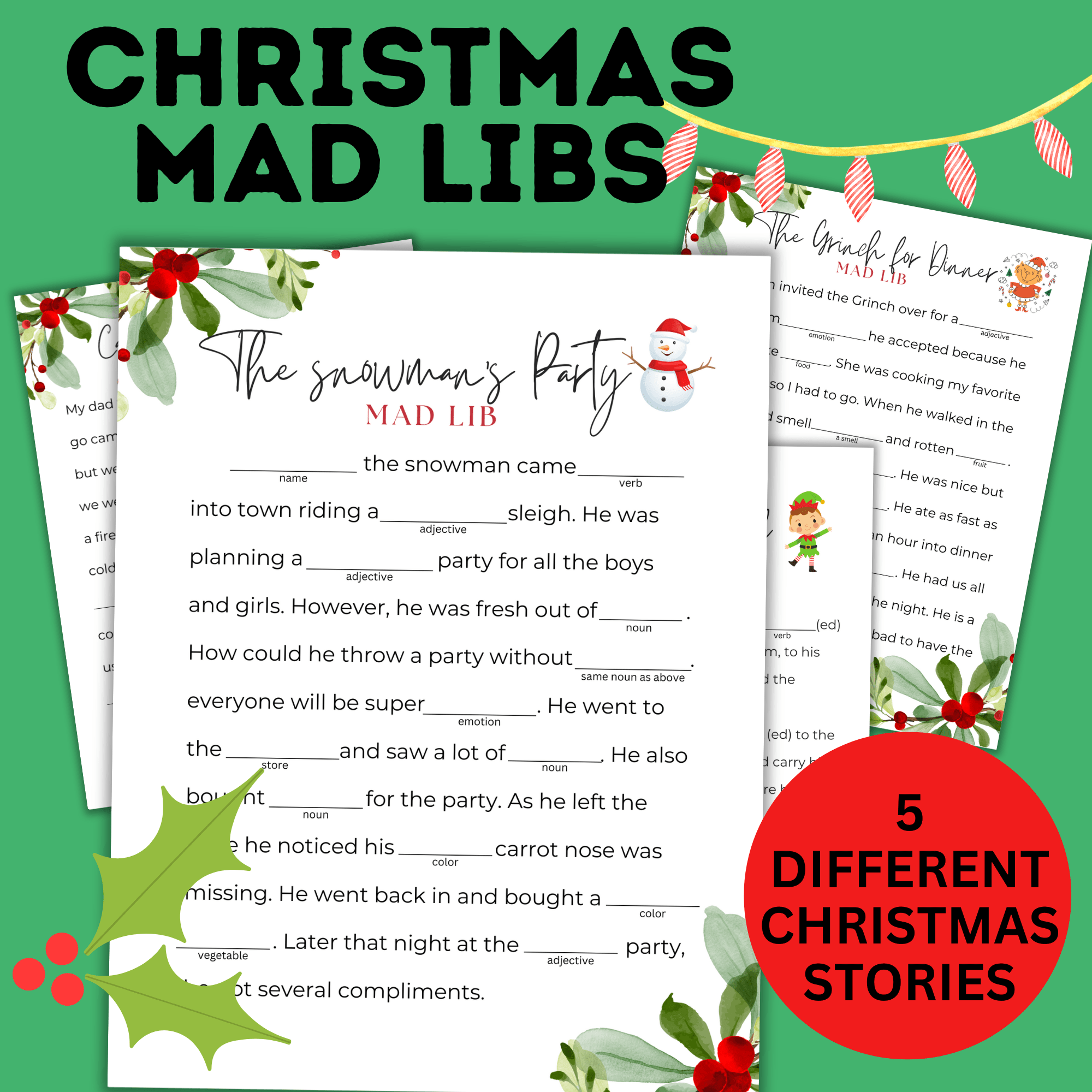 Christmas Mad Libs for Kids | Kids Printables | Christmas Game | Christmas Activity