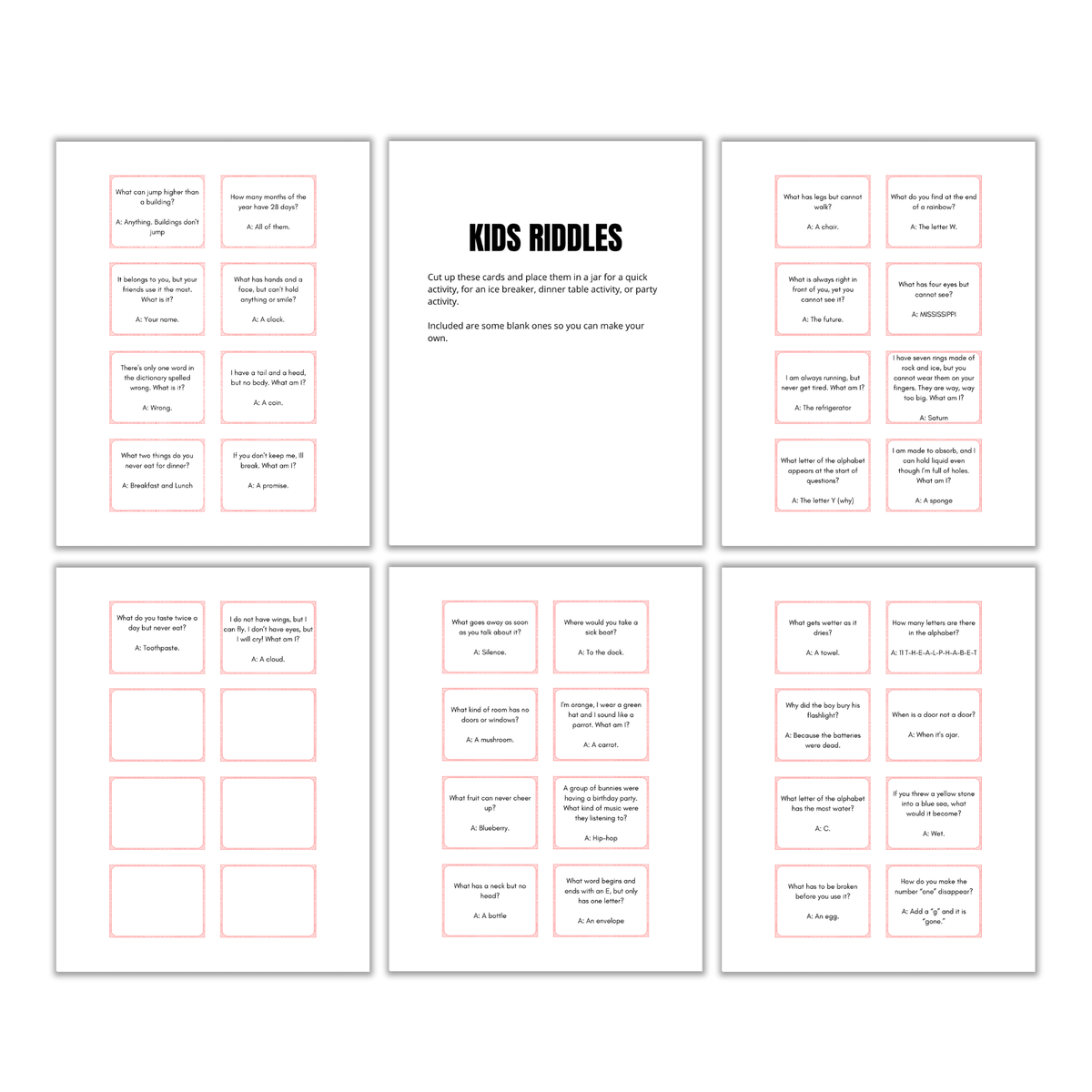 Quick Riddles Paper Kid's Riddle Cards | Kid's Riddle Questions | Riddles for Kids β Paper ...
