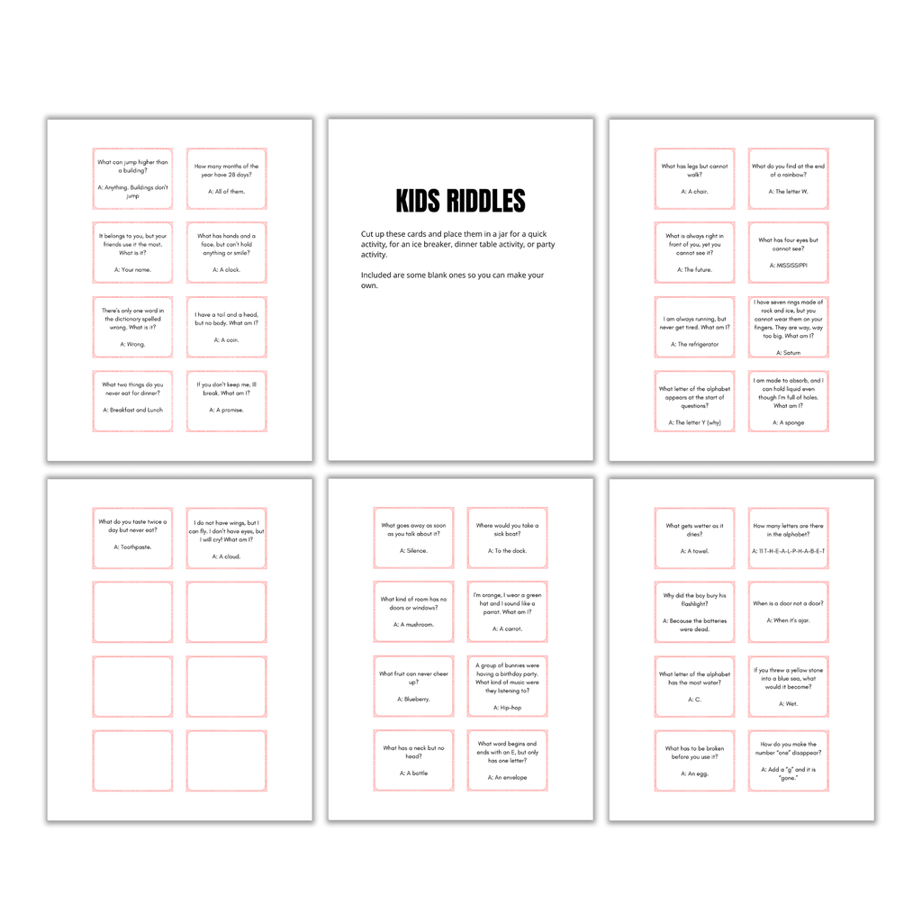 Kid's Riddle Cards | Kid's Riddle Questions | Riddles for Kids