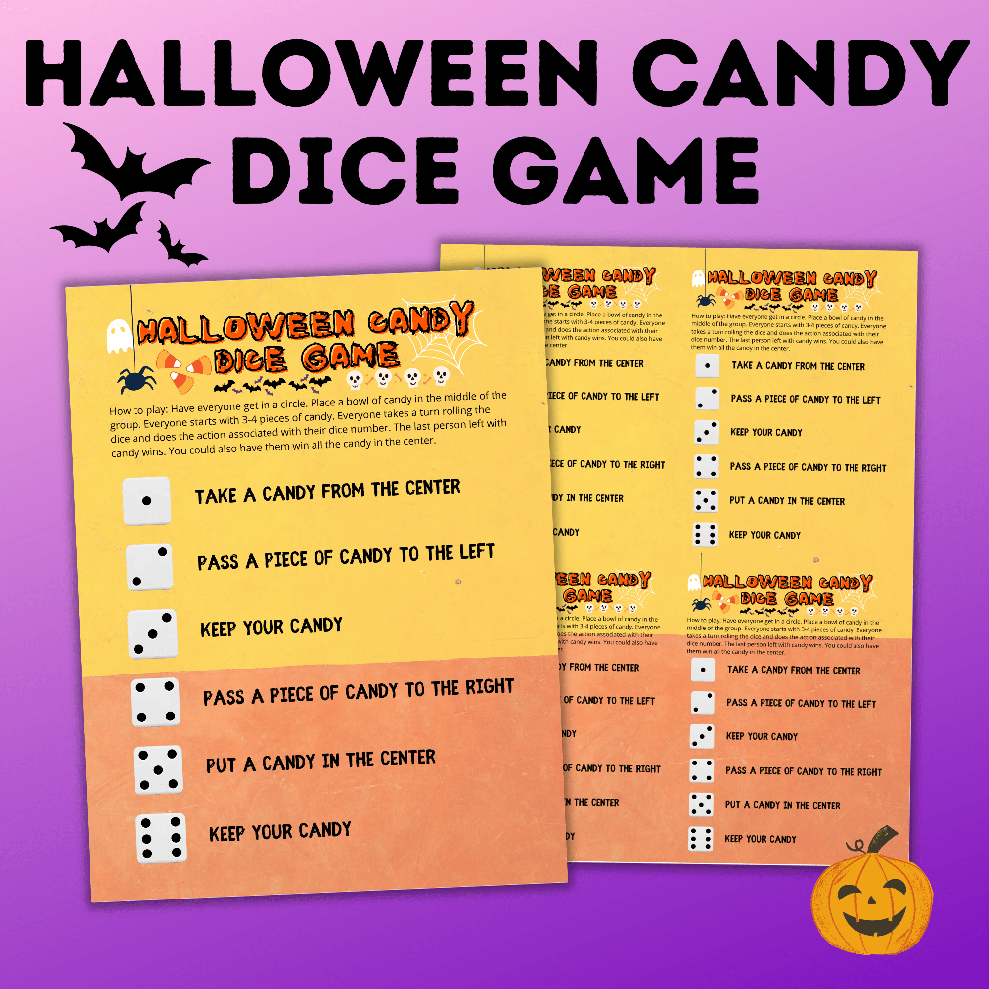 Halloween Candy Dice Game for Kids and Family