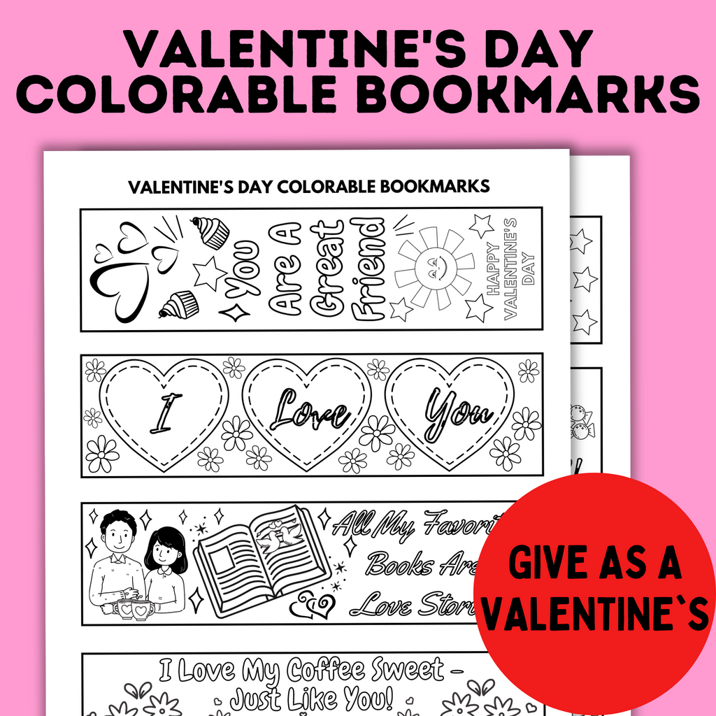 Valentine's Day Colorable Bookmarks | Coloring Pages | Valentine's Day