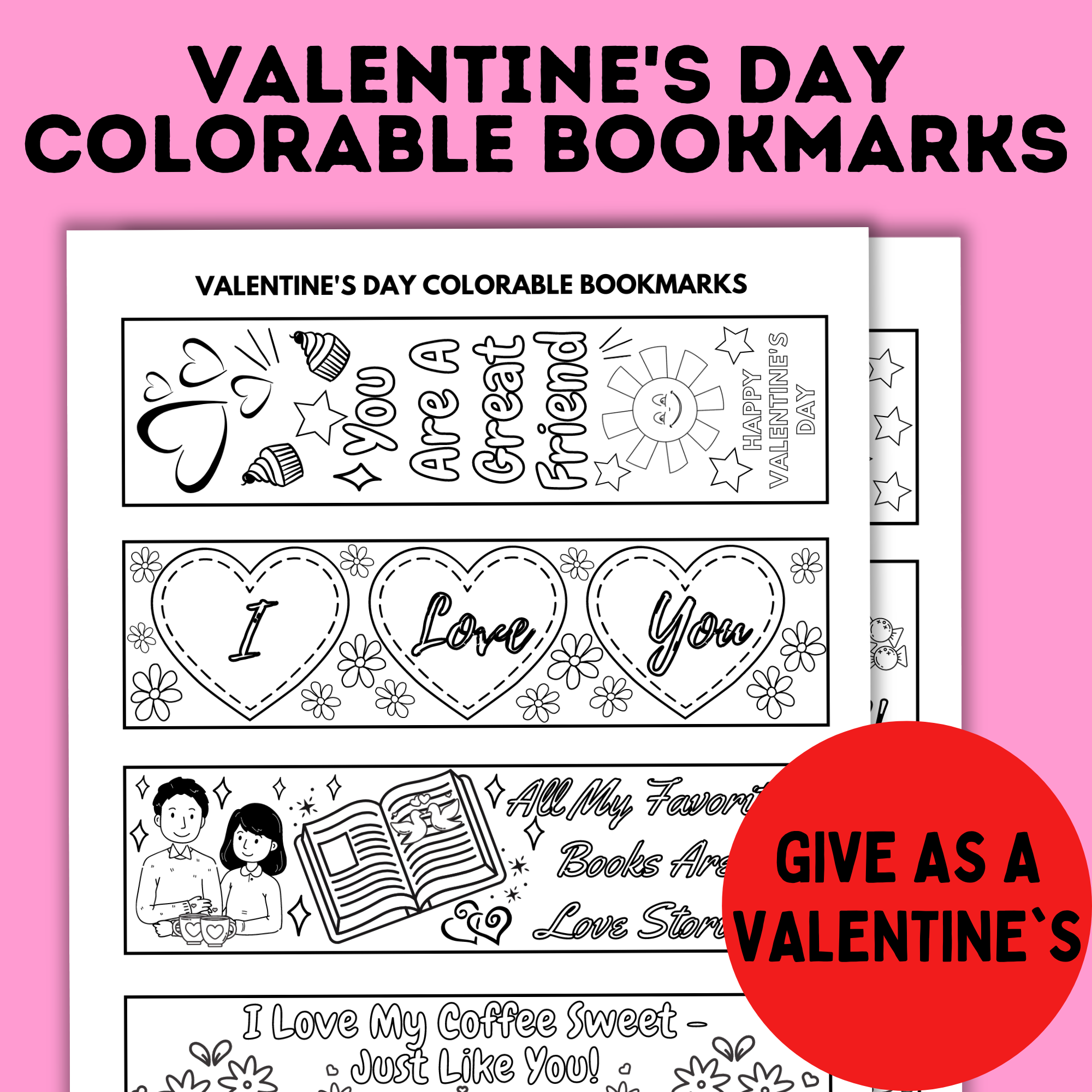 Valentine's Day Colorable Bookmarks | Coloring Pages | Valentine's Day
