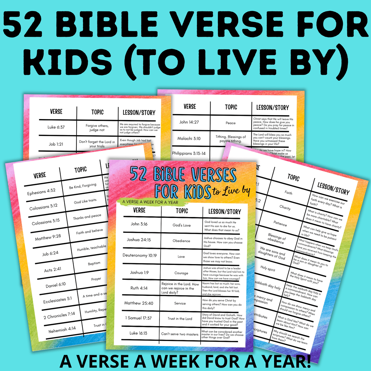 52 Bible Verses for Kids to Live by | Bible Scriptures for Kids – Paper ...