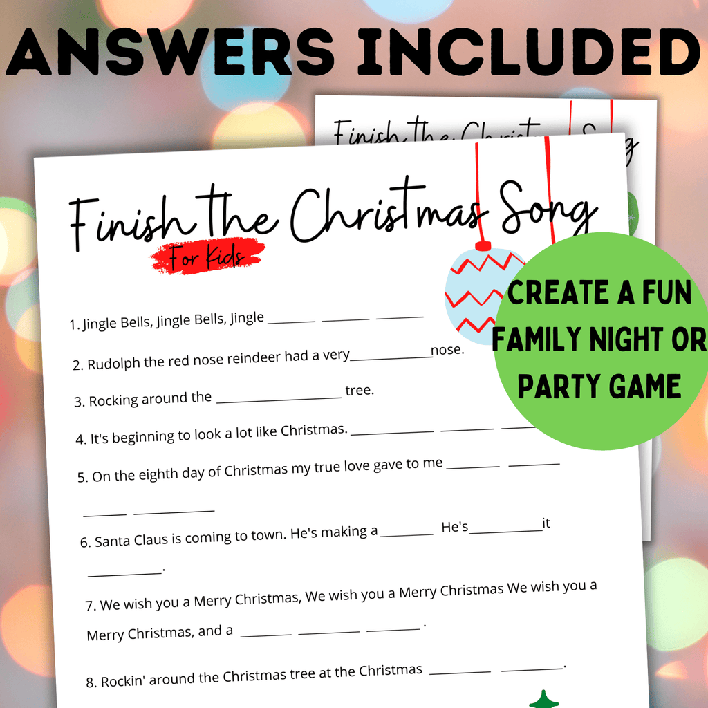 Finish the Christmas Song Game for Kids | Christmas Activity | Family Game