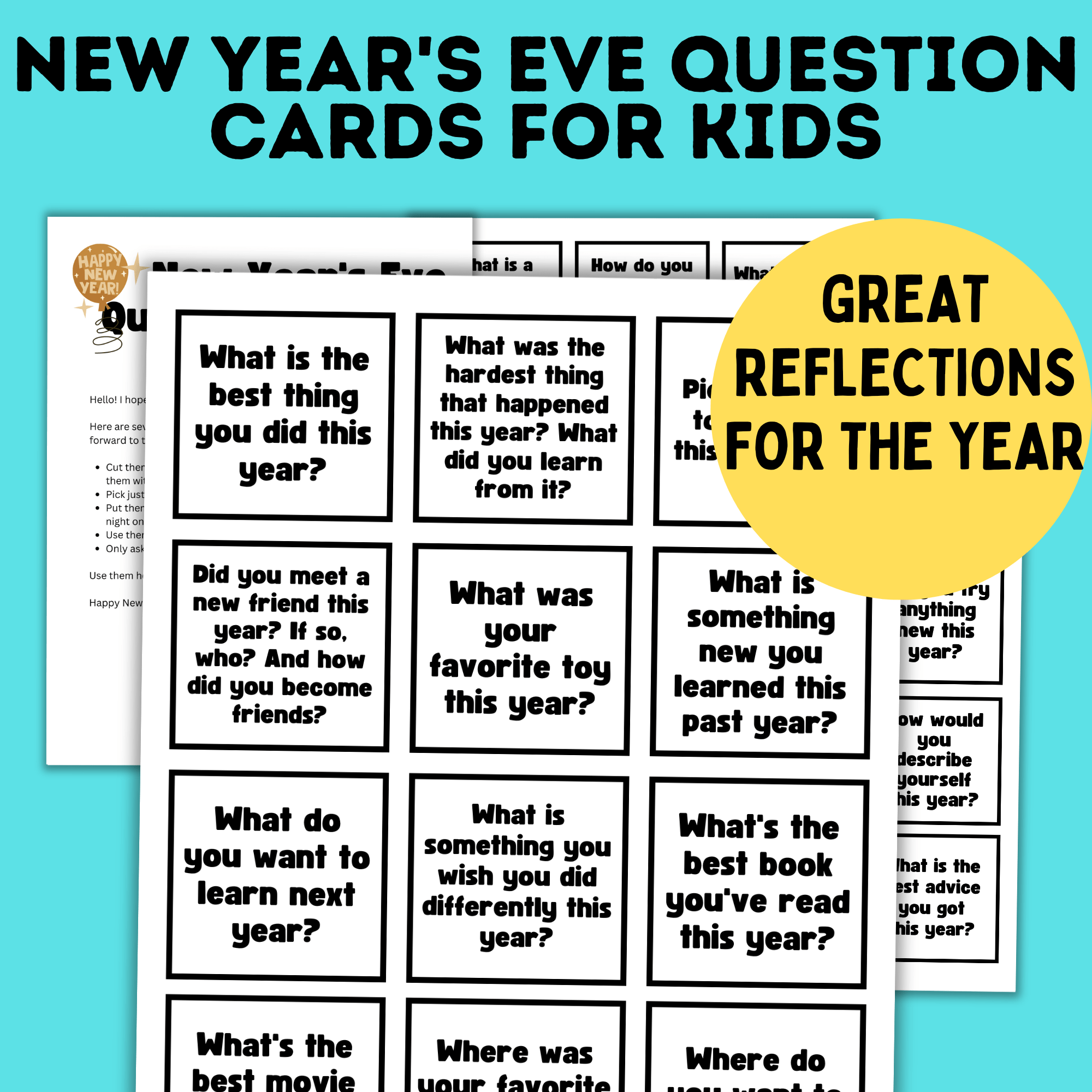 New Year's Eve Question Cards for Kids