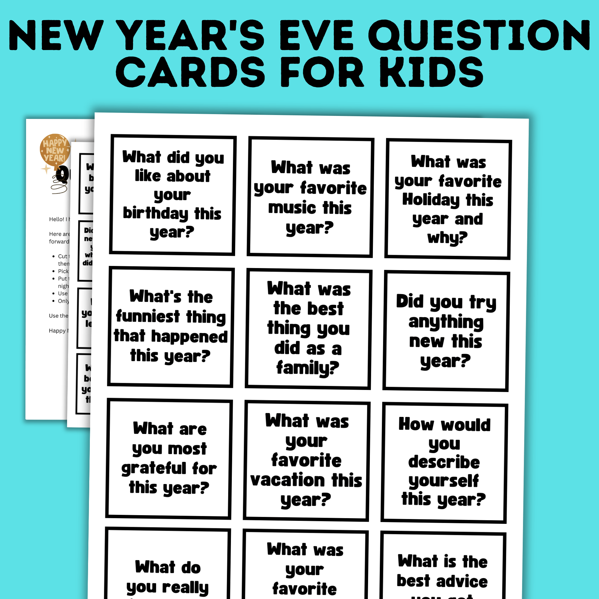 New Year's Eve Question Cards for Kids