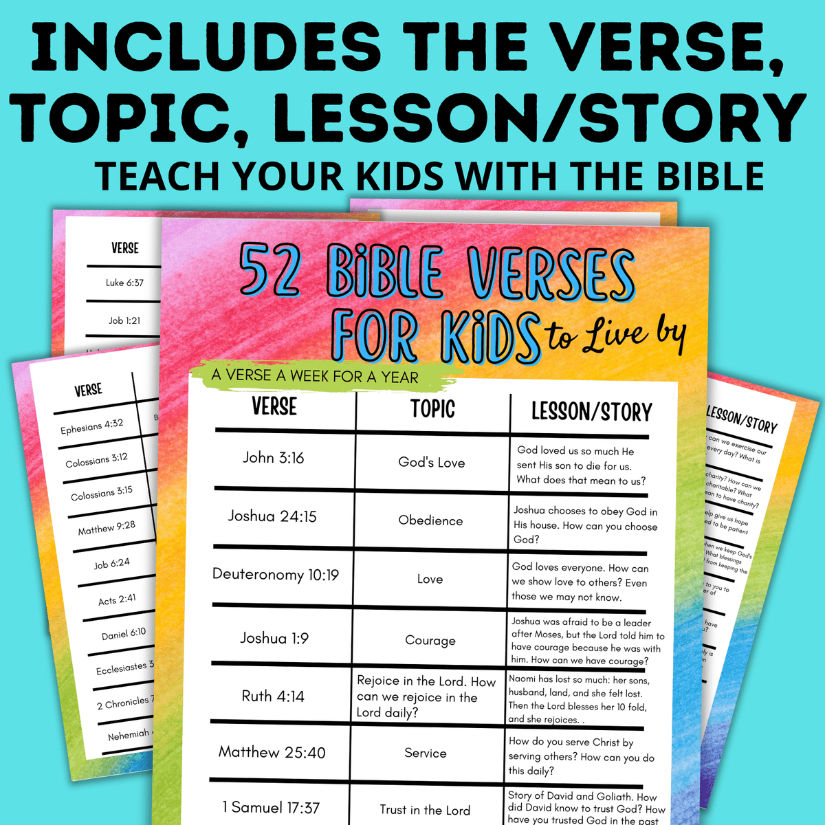 52 Bible Verses for Kids to Live by | Bible Scriptures for Kids – Paper ...