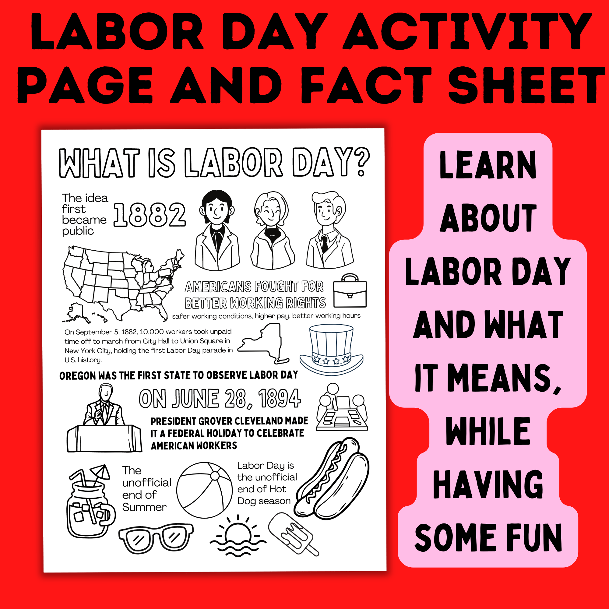 Labor Day Activity Page and Fact Sheet for Kids