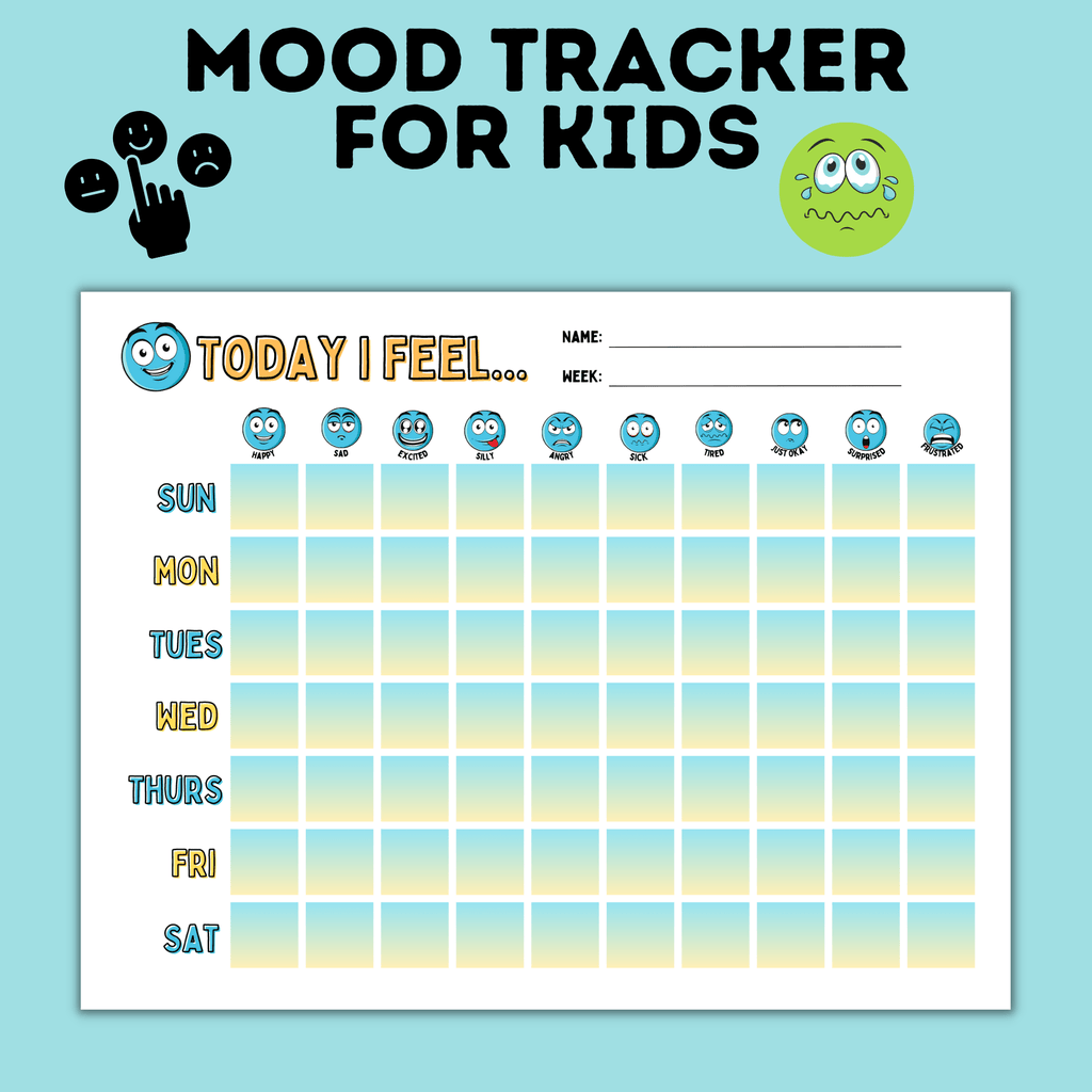 Kid's Mood Tracker and Emotion Tracker Chart