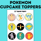 Pokemon Cupcake Toppers for Kids Party