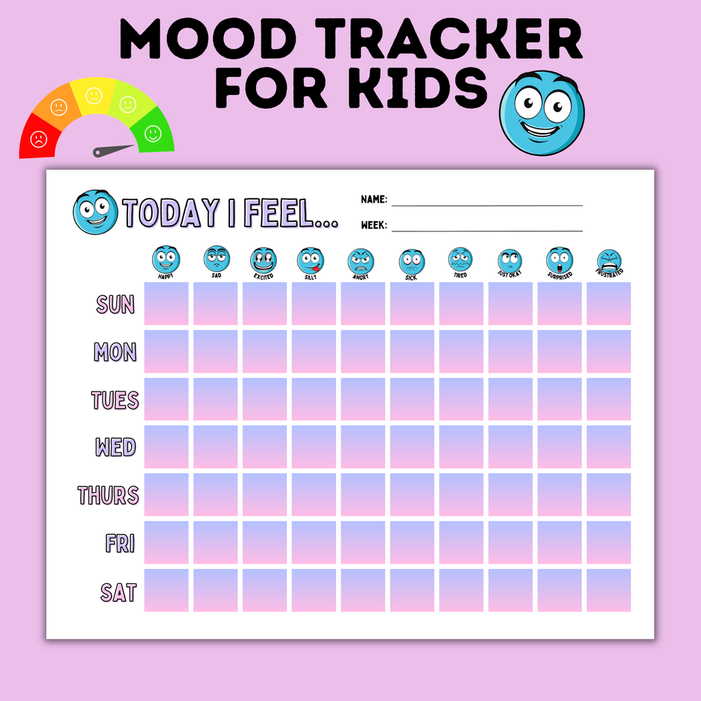 Kid's Mood Tracker and Emotion Tracker Chart