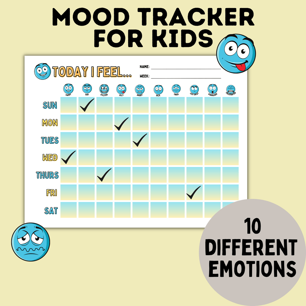 Kid's Mood Tracker and Emotion Tracker Chart