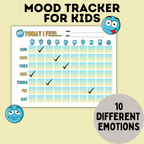 Kid's Mood Tracker and Emotion Tracker Chart