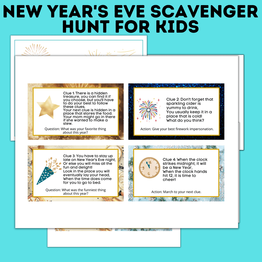 New Year's Eve 12-Hour Countdown Activity for Kids | NYE Games | Kids Games | NYE Printables