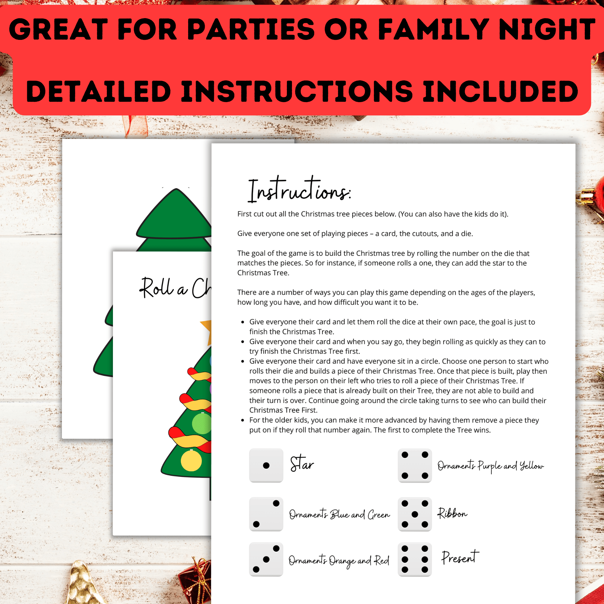 Roll a Christmas Tree Dice Game for Kids | Christmas Game for Kids