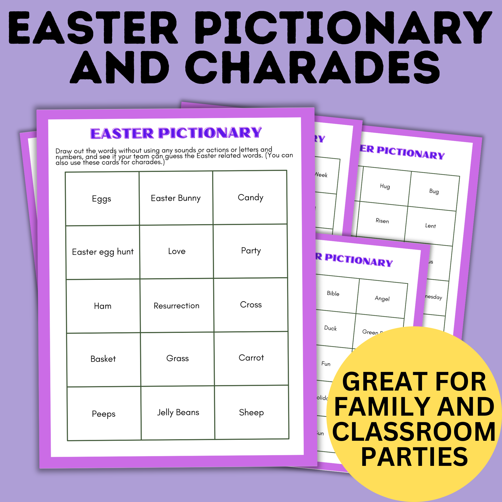 Easter Pictionary | Easter Kid Games | Easter Printables