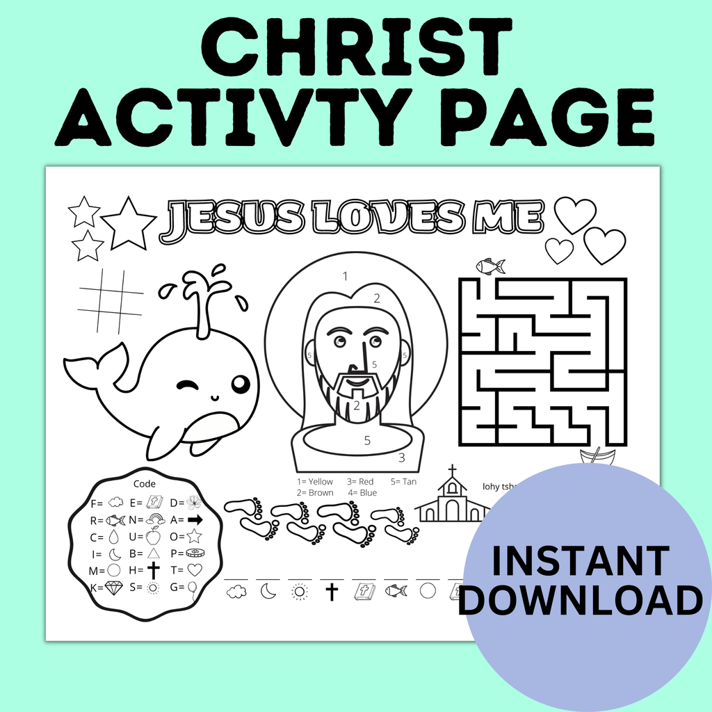Christ Activity Page for Sunday School for Kids