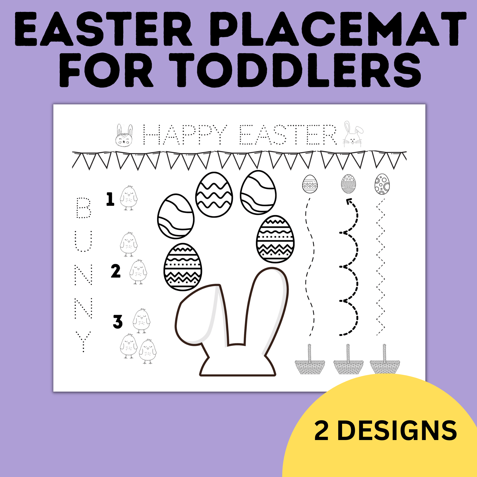 Easter Toddler Placemat | Coloring and Activity Sheet for Toddlers and Preschoolers